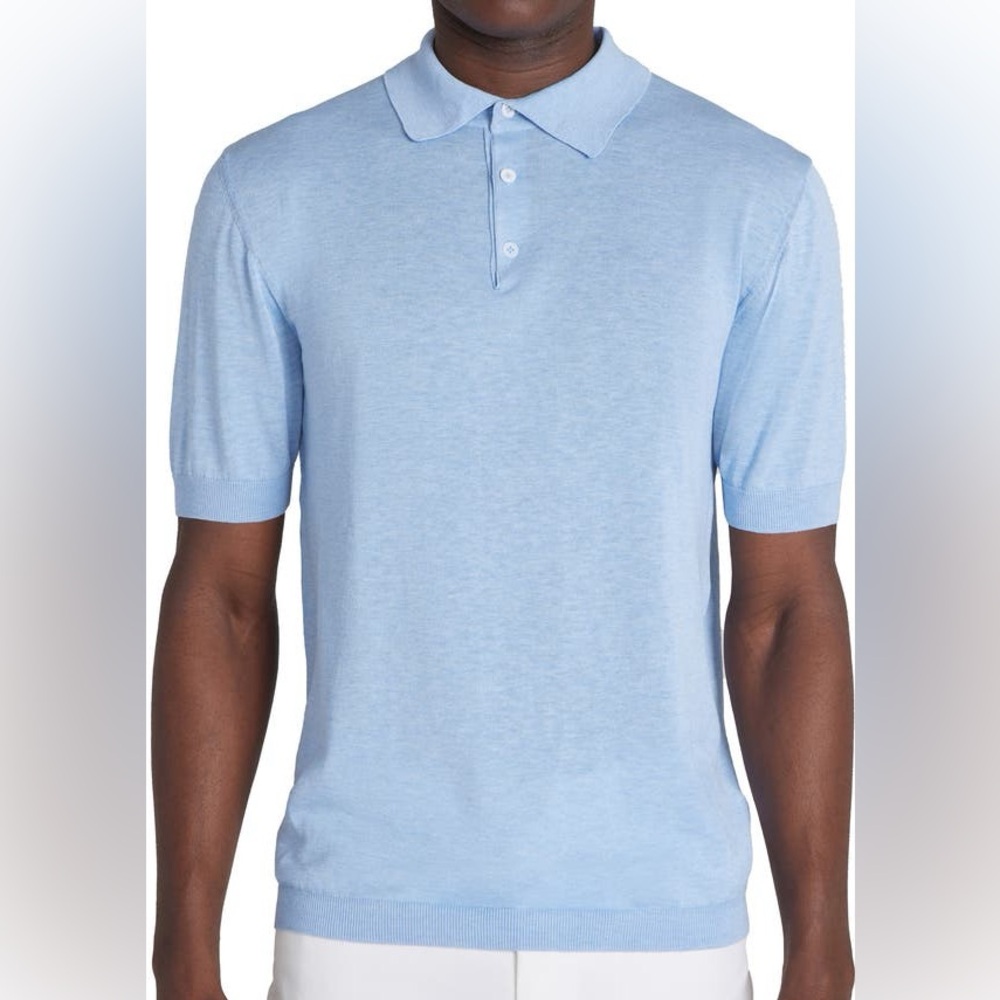 Jack Victor Tupper Organic Cotton & Silk Polo Blue Mens Large